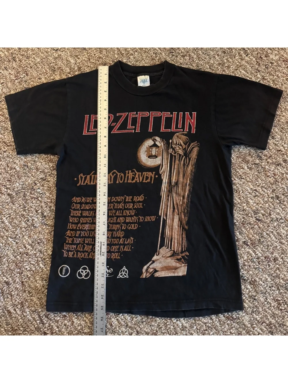 Men’s Led Zeppelin Stairway to Heaven Graphic T-Shirt Short Sleeve Black Size S